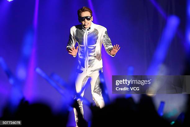 South Korean singer Rain performs onstage during his concert "The Squall 2015 & 2016" on January 30, 2016 in Hong Kong, China.