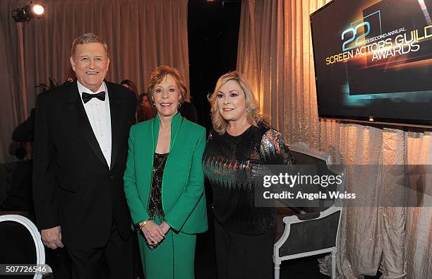 Screen Actors Guild President Ken Howard, honoree Carol Burnett and Linda Fetters attend the 22nd Annual Screen Actors Guild Awards at The Shrine...