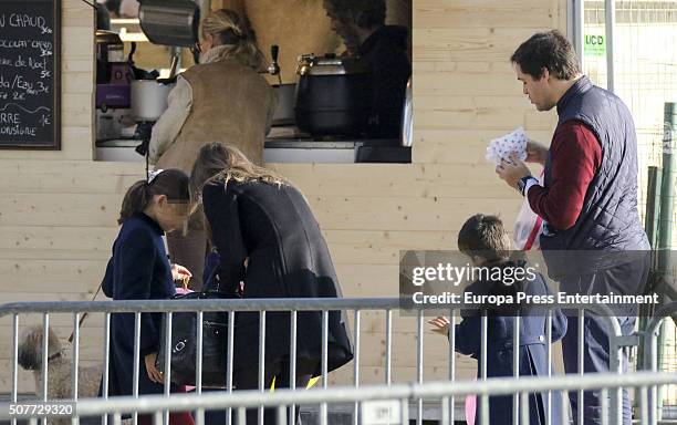 Part of this image has been pixellated to obscure the identity of the child) Luis Alfonso de Borbon, Margarita Vargas, their twins Luis de Borbon and...