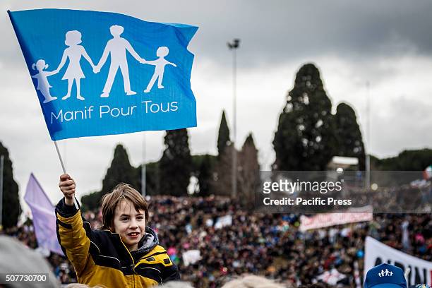 Pro-families demonstrators and associations take part in a rally, at Circus Maximus, in defense of marriage and the traditional family in the eve of...