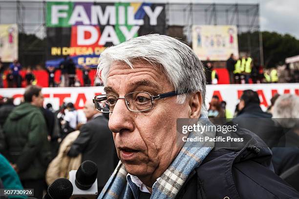 Carlo Giovanardi, leader of the socially conservative wing of the New Centre-Right party, takes part in a rally, at Circus Maximus, in defense of...