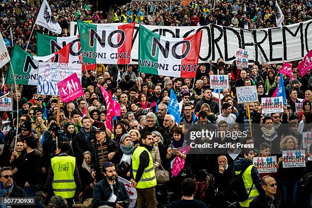 Pro-families demonstrators and associations take part in a rally, at Circus Maximus, in defense of marriage and the traditional family in the eve of...