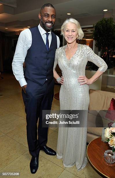 Actors Idris Elba and Helen Mirren attend the Weinstein Company & Netflix's 2016 SAG after party hosted by Absolut Elyx at Sunset Tower on January...