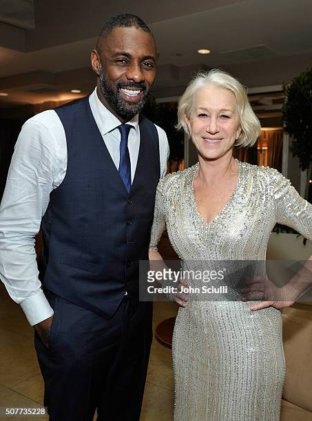 Actors Idris Elba and Helen Mirren attend the Weinstein Company & Netflix's 2016 SAG after party hosted by Absolut Elyx at Sunset Tower on January...