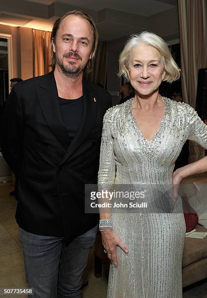 Jonas Tahlin and Helen Mirren attend the Weinstein Company & Netflix's 2016 SAG after party hosted by Absolut Elyx at Sunset Tower on January 30,...