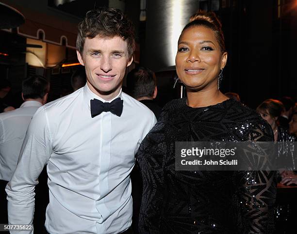 Actors Eddie Redmayne and Queen Latifah attend the Weinstein Company & Netflix's 2016 SAG after party hosted by Absolut Elyx at Sunset Tower on...