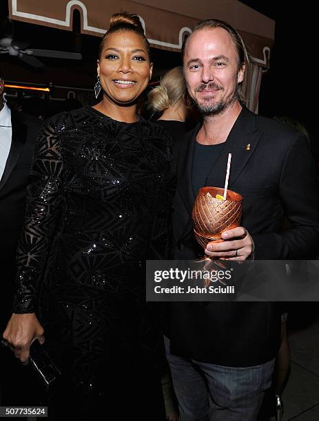 Queen Latifah and Jonas Tahlin attend the Weinstein Company & Netflix's 2016 SAG after party hosted by Absolut Elyx at Sunset Tower on January 30,...