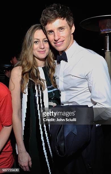 Hannah Bagshawe and Eddie Redmayne attend the Weinstein Company & Netflix's 2016 SAG after party hosted by Absolut Elyx at Sunset Tower on January...