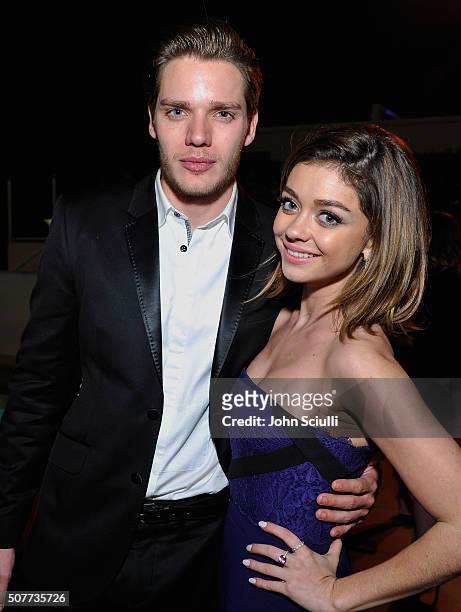 Actors Dominic Sherwood and Sarah Hyland attend the Weinstein Company & Netflix's 2016 SAG after party hosted by Absolut Elyx at Sunset Tower on...