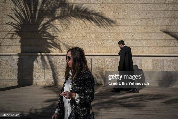 Members of Armenian church of Jerusalem and Armenian pilgrims make a pilgrimage to the baptism site for the Epiphany ceremony on January 31, 2016 in...