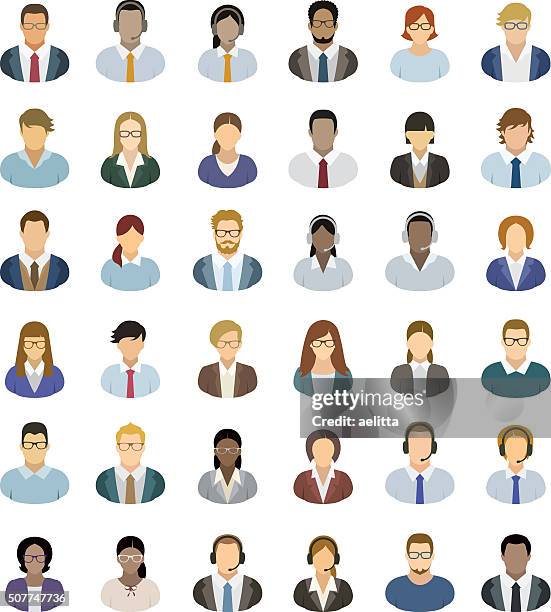 young business people – icons set - headset stock illustrations