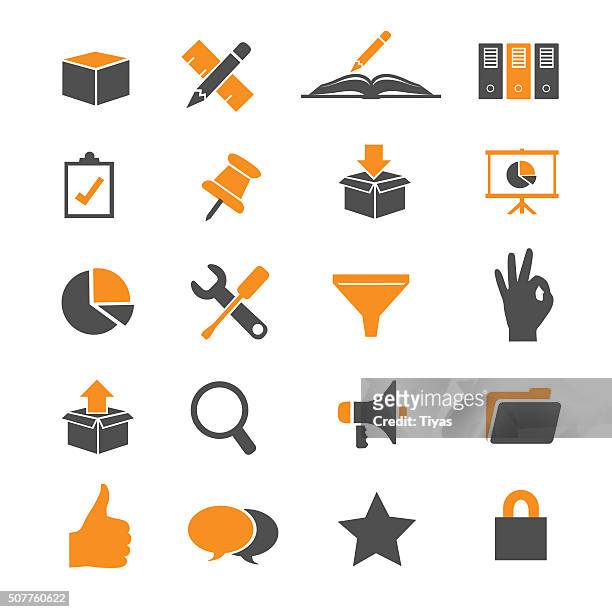 business icon set - interactive whiteboard icon stock illustrations