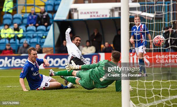 Aaron Lennon of Everton scores his team's second goal during the Emirates FA Cup Fourth Round match between Carlisle United and Everton at Brunton...