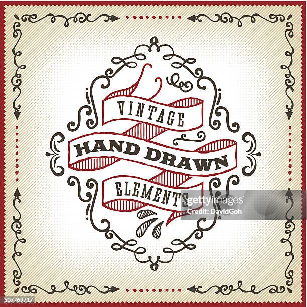 hand drawn vintage label - pencil scribble texture stock illustrations