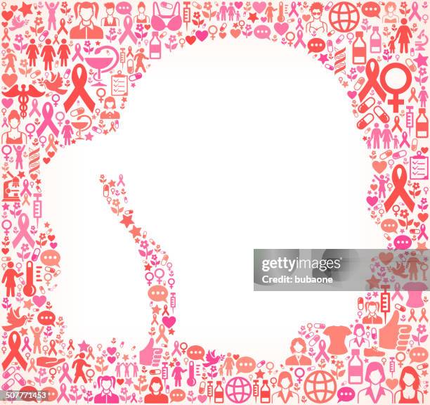 stockillustraties, clipart, cartoons en iconen met silhouette of female head on breast cancer awareness icon. - jogger face