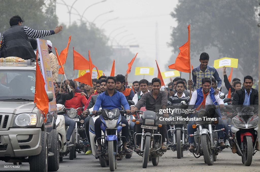 Vishwa Hindu Parishad Activists Hold Bike-Rally Against Polythene Use In Noida