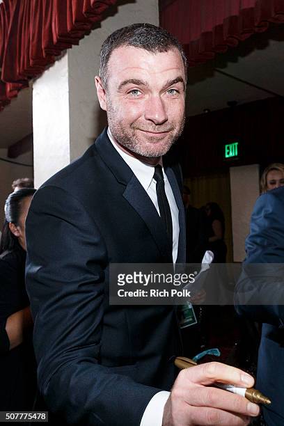 Actor Liev Schreiber winner of the Outstanding Performance by a Cast in a Motion Picture award for 'Spotlight', backstage at The 22nd Annual Screen...