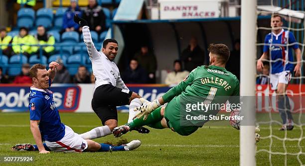 Aaron Lennon of Everton scores his team's second goal during the Emirates FA Cup Fourth Round match between Carlisle United and Everton at Brunton...