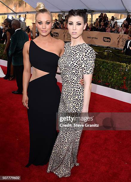 Kaley Cuoco and Briana Cuoco arrives at the 22nd Annual Screen Actors Guild Awards at The Shrine Auditorium on January 30, 2016 in Los Angeles,...