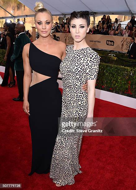 Kaley Cuoco and Briana Cuoco arrives at the 22nd Annual Screen Actors Guild Awards at The Shrine Auditorium on January 30, 2016 in Los Angeles,...