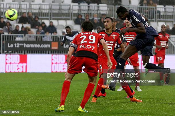 Cheick Diabate for Bordeaux scores a goal during French Ligue 1 match between FC Girondins de Bordeaux and Stade Rennais at Stade Matmut Atlantique...