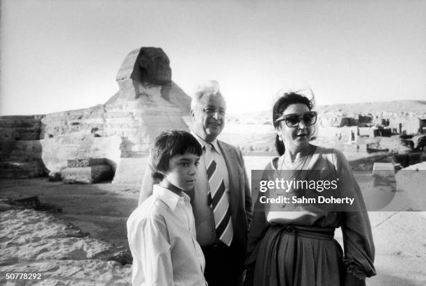 Israeli Agriculture Minister Ariel Sharon with his son Gilad and wife Lily Sharon in Egypt, 1979.