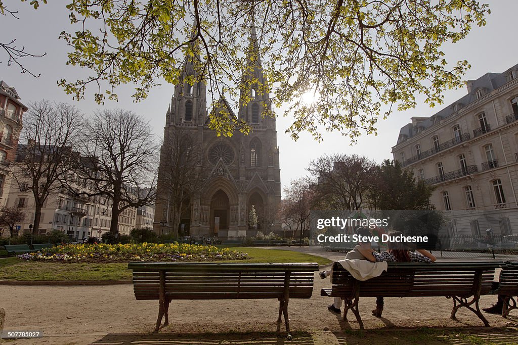 Sainte Clotilde church from Samuel Rousseau garden