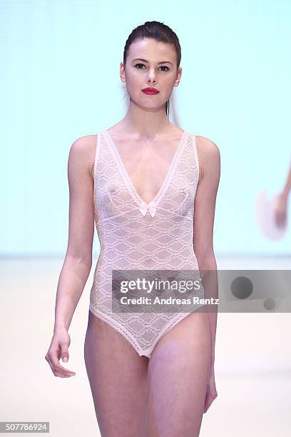 Model walks the runway at the Passionata show as part of Platform Fashion Selected during Platform Fashion January 2016 at Areal Boehler on January...