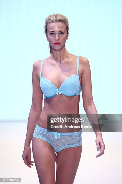 Model walks the runway at the Passionata show as part of Platform Fashion Selected during Platform Fashion January 2016 at Areal Boehler on January...