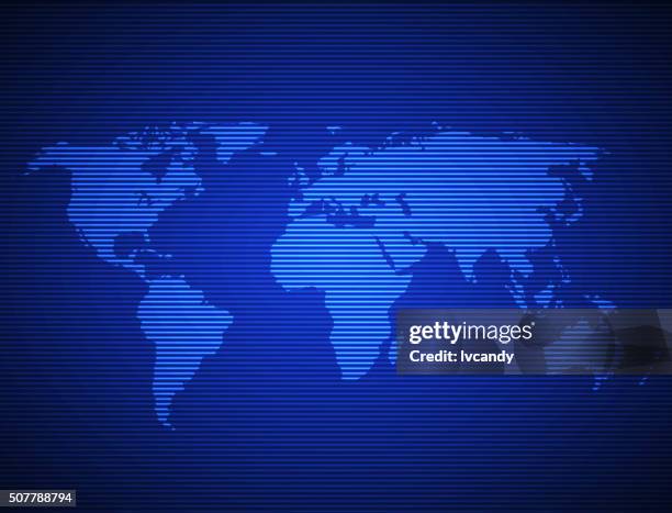 world map in screen - crt television stock illustrations