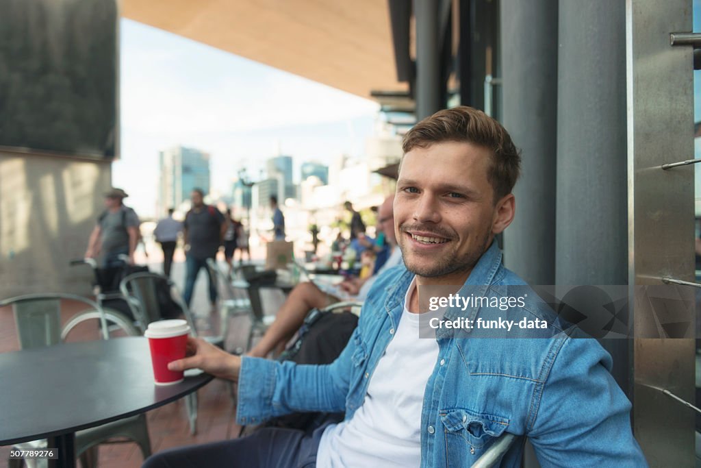 Young man enjoying day out