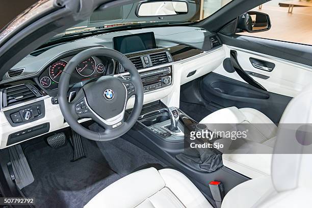 bmw 4 series convertible interior - bmw stock pictures, royalty-free photos & images