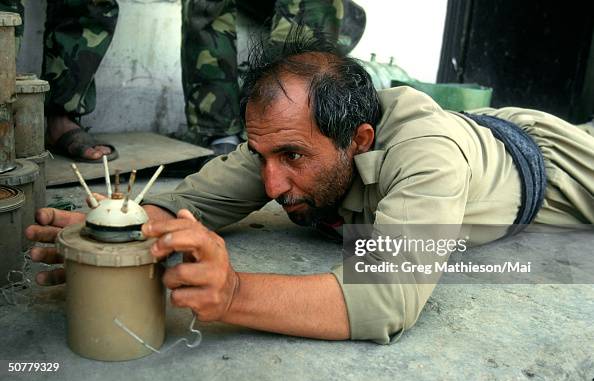 Kurdish peshmerga soldier demonstrating Kurdish peshmerga soldier demonstrating