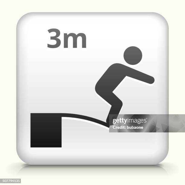 square button with 3 meter dive royalty free vector art - pool jump stock illustrations