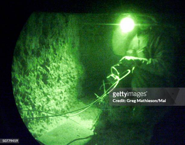 Series of tunnels discovered by US Marines after intruders were seen in the vicinity of the adobe structures . The structures were des troyed and the...