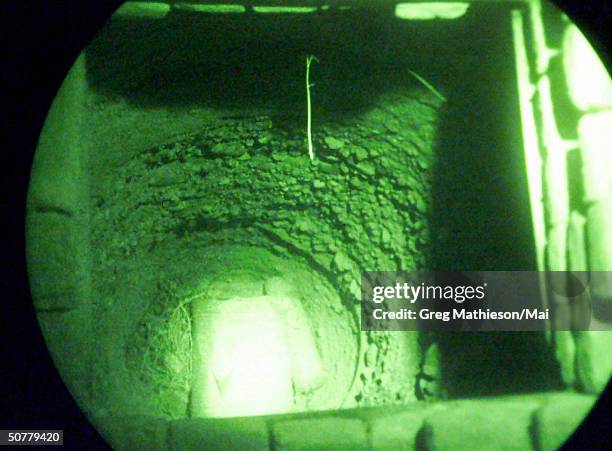 Series of tunnels discovered by US Marines after intruders were seen in the vicinity of the adobe structures . The structures were destroyed and the...