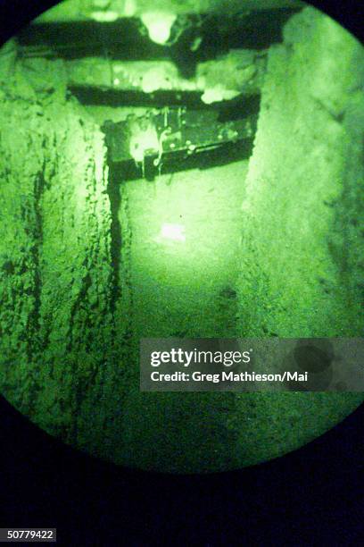 Series of tunnels discovered by US Marines after intruders were seen in the vicinity of the adobe structures . The structures were des troyed and the...