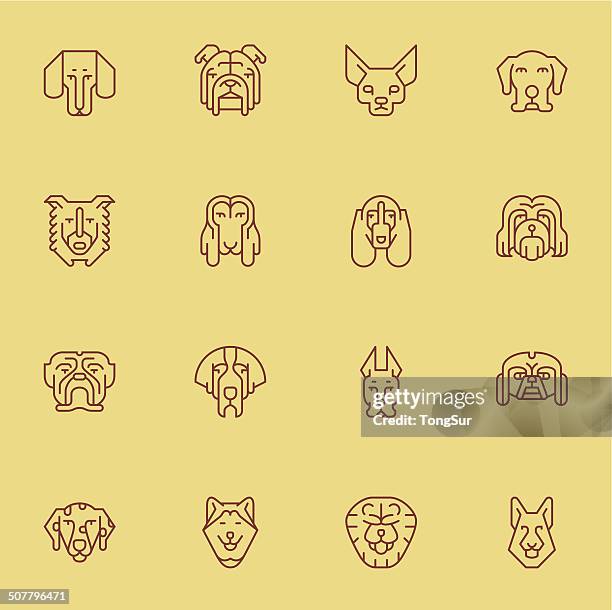 ilustraciones, imágenes clip art, dibujos animados e iconos de stock de perros de iconos-set 1-de color claro - basset hound