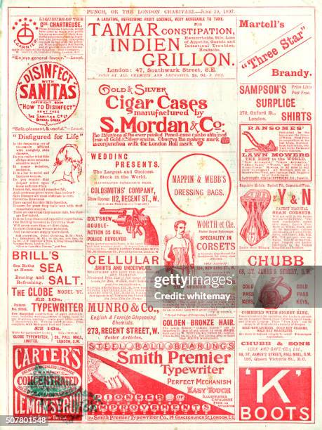 advertisements from punch magazine, 1897 - 1800s corset stock pictures, royalty-free photos & images