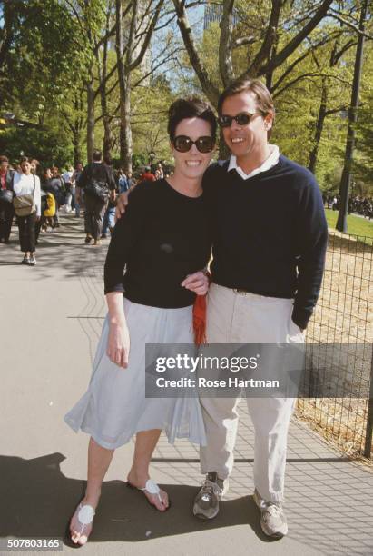 American fashion designer Kate Spade with her husband Andy Spade at a benefit for the 'Elizabeth Glaser Pediatric AIDS Foundation' being held at the...