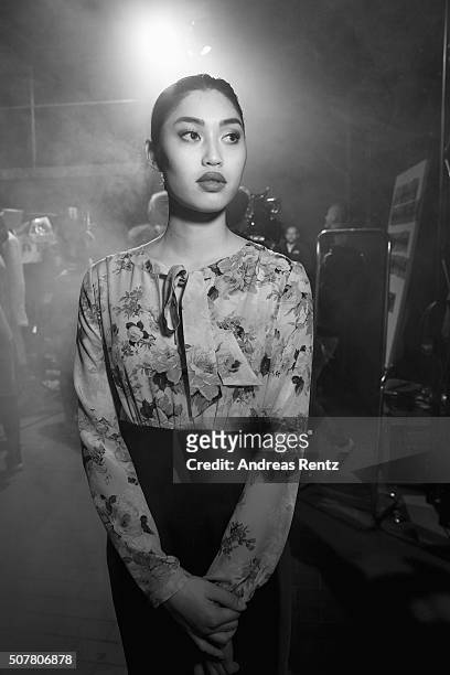 Anuthida Ploypetch is seen backstage prior to the Thomas Rath show during Platform Fashion January 2016 at Areal Boehler on January 31, 2016 in...