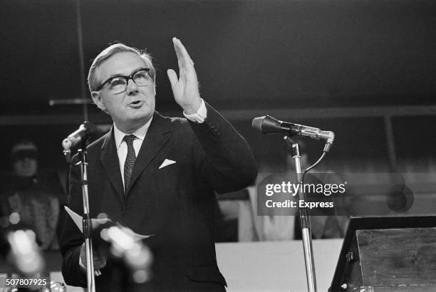 Labour Home Secretary James Callaghan speaking at the Labour Party Conference in Brighton, England, 1969.