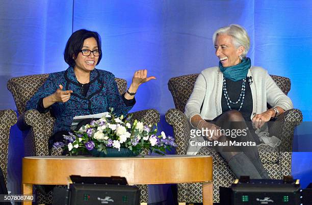 World Bank Managing Director and Chief Operating Officer Sri Mulyani Indrawati and International Monetary Fund Managing Director Christine Lagarde...