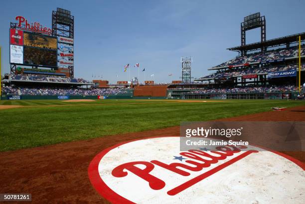 General view of Citizens Bank Park as the Philadelphia Phillies take on the Montreal Expos on April 18, 2004 in Philadelphia, Pennsylvania. The...