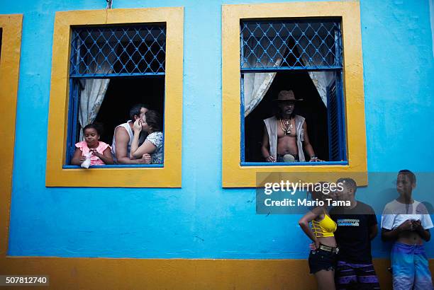 Revellers gather during pre-Carnival celebrations on January 31, 2016 in Recife, Pernambuco state, Brazil. Health officials believe as many as...