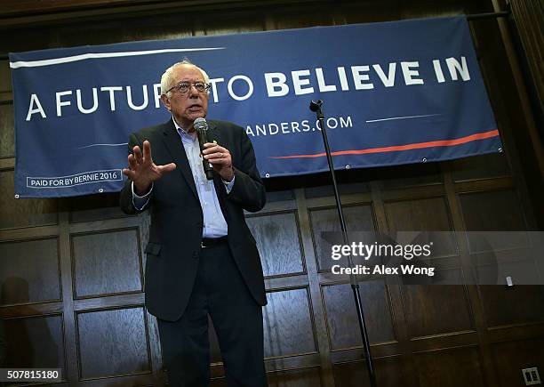 Democratic presidential candidate Sen. Bernie Sanders speaks during a campaign event at Iowa State University January 31, 2016 in Ames, Iowa. Sanders...