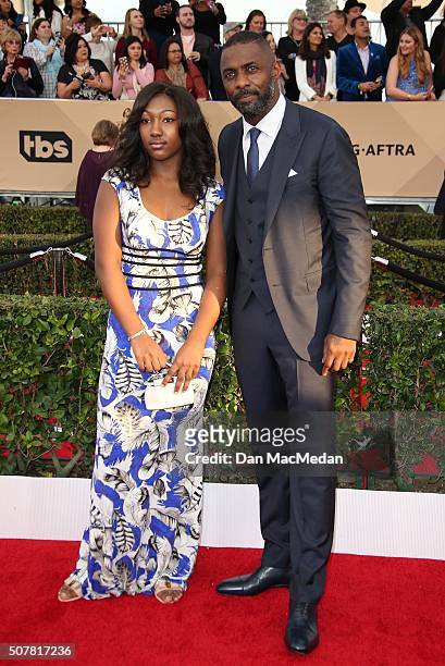 Actor Idris Elba and Isan Elba attend the 22nd Annual Screen Actors Guild Awards at The Shrine Auditorium on January 30, 2016 in Los Angeles,...