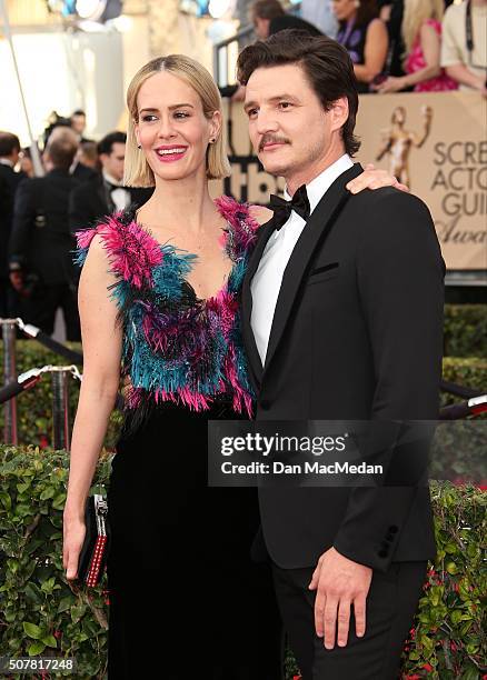 Actress Sarah Paulson and actor Pedro Pascal attend the 22nd Annual Screen Actors Guild Awards at The Shrine Auditorium on January 30, 2016 in Los...