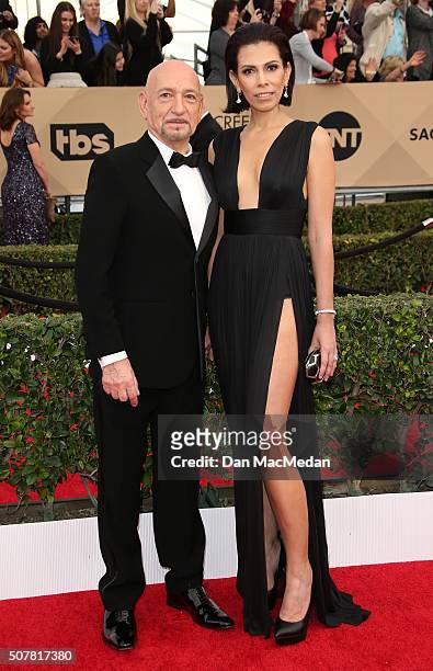 Actor Ben Kingsley and Daniela Lavender attend the 22nd Annual Screen Actors Guild Awards at The Shrine Auditorium on January 30, 2016 in Los...