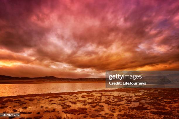 vibrant explosion of color brewing over alkaline ponds - alkaline food stock pictures, royalty-free photos & images